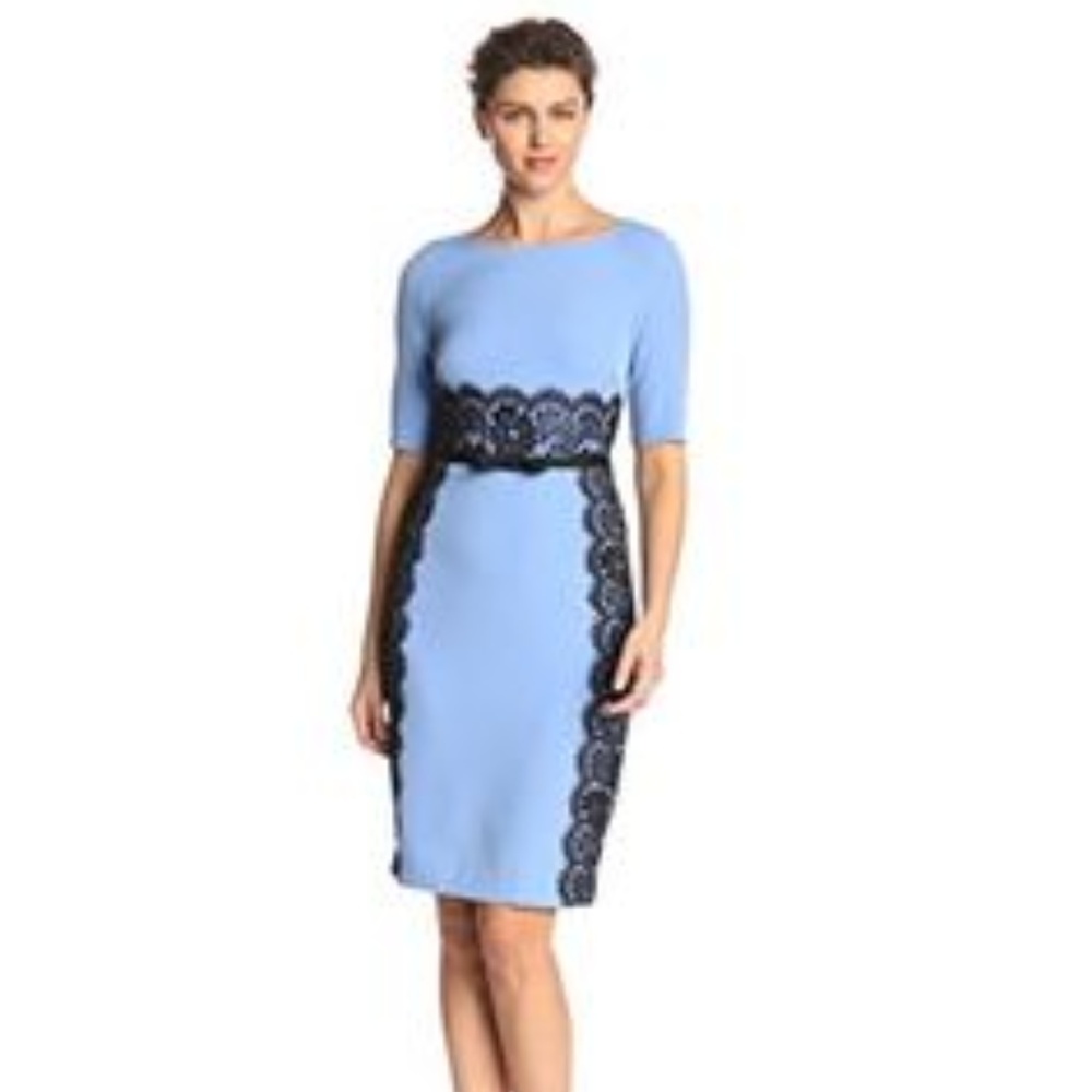 Periwinkle Blue Dress With Black Lace